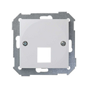 Flat voice and data plate with dust cover for 1 AMP® RJ45 connector white Simon 28