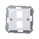 Flat voice and data plate with dust cover for 2 AMP® RJ45 connectors white Simon 28