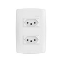 Conjunto de 2 tomadas 2P+T 1 placa de 2 postos 4x2 com suporte 10 A 250 V~ branco Simon 30