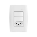 Conjunto de 2 interruptores simples 1 tomada 2P+T 1 placa de 2 postos 4x2 com suporte 10 A 250 V~ branco Simon 30