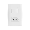 Conjunto de 1 interruptor paralelo 1 tomada 2P+T 1 placa de 2 postos 4x2 com suporte 10 A 250 V~ branco Simon 30