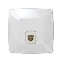 Tomada telefónica com 6 contactos RJ12 com placa incorporada branco Simon 32