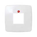 Frame for 1 element with square central opening and red viewer white Simon 32