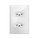 Conjunto de 2 tomadas 2P+T 1 placa de 2 postos 4x2 com suporte 10 A 250 V~ branco Simon 35