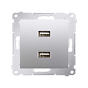 Double chargeur USB 2,1 A 5V DC 230 V Argent mat Simon 54
