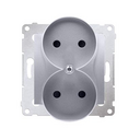 Double prise de courant 2x2P connexion à vis avec griffes aluminium Simon 54