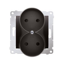 Double prise de courant 2x2P connexion à vis avec griffes graphite Simon 54