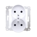 Double prise de courant 2x2P+T connexion à vis avec griffes blanc Simon 54