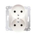 Double prise de courant 2x2P+T connexion à vis avec griffes marfil Simon 54