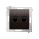 Double prise télephone RJ12 connexion à vis avec griffes graphite Simon 54