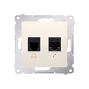 Prise RJ45 + RJ12 connexion à vis avec griffes marfil Simon 54