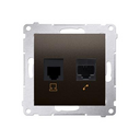 Prise RJ45 + RJ12 connexion à vis avec griffes graphite Simon 54