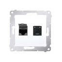 Double prise RJ45 cat.6 avec couvercle anti-poussière connexion à vis avec griffes blanc Simon 54