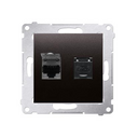 Double prise RJ45 cat.6 avec couvercle anti-poussière connexion à vis avec griffes graphite Simon 54