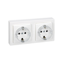 Base de enchufe doble schuko precableada monobloc 16 A 250V~ con disp. seguridad y emb. tornillo blanco Simon 73 Loft