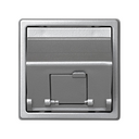 Angled voice and data plate with dust cover for 1 AVAYA® RJ45 connector aluminium Simon 73 Loft