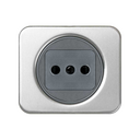 Cover with safety device for two-pole socket outlet aluminium Simon 75