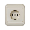 German monoblock socket outlet 16A 250V~ with safety device and screw terminal connection system ivory Simon 75