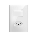 Conjunto de 1 interruptor simples 1 tomada 2P+T 1 de placa 2 postos 4x2 com suporte 10 A 250 V~ branco Simon 35