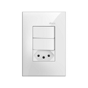 Conjunto de 2 interruptores simples 1 tomada 2P+T 1 placa de 2 postos 4x2 com suporte 10 A 250 V~ branco Simon 35