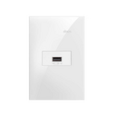 Conjunto de 1 tomada USB 2.1A bivolt 1 placa de 1 posto 4x2 com suporte branco Simon 35