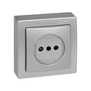 two-pole socket outlet monoblock 16A 250V~ with safety device and screw terminal connection aluminium Simon 73 Loft