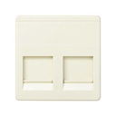 Flat voice and data plate with dust cover for 2 ORTRONICS® RJ45 connectors ivory Simon 27 Play