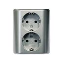 BASE ENCHUFE SCHUKO DOBLE MONOBLOC 16A 250V EMPOTRABLE ALUMINIO SIMON BRICO
