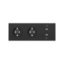 Front kit 3 el. 2 sockets + dual fast-charge USB charger Matt black Simon 100