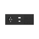 Kit front para 3 elementos con base enchufe schuko, cargador USB C+A, 1 tecla persianas y 1 tecla negro mate Simon 100
