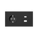 Kit front para 2 elementos con base enchufe schuko y cargador USB C+A negro mate Simon 100