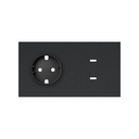 Front kit 2 el. socket + dual fast-charge USB charger Matt black Simon 100