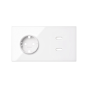 Front kit 2 el. socket + dual fast-charge USB charger Gloss white Simon 100