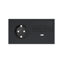 Front kit 2 el. 1 socket + 1 dimmer switch + USB charger right Matt black Simon 100