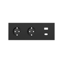 Kit front para 3 elementos con 2 bases enchufe schuko y cargador USB C+A negro mate Simon 100