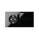 Front kit 2 el. socket + USB charger + rocker right Gloss black Simon 100