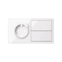Front kit 2 el. socket + USB charger + rocker right Gloss white Simon 100