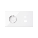 Kit front para 2 elementos con base enchufe schuko y cargador USB C+A blanco brillante Simon 100