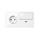 Front kit 2 el. 1 socket + 1 dimmer switch + USB charger right Gloss white Simon 100