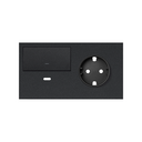 Front kit 2 el. socket + USB charger + rocker left Matt black Simon 100