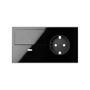 Front kit 2 el. socket + USB charger + rocker left Gloss black Simon 100