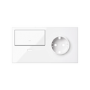 Front kit 2 el. socket + USB charger + rocker left Gloss white Simon 100