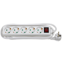 BASE MÚLTIPLE 5 TOMAS 16A 250V~ BLANCA CON INTERRUPTOR Y 2 METROS DE CABLE H05VV-F 3G1,5MM² Simon Brico