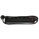 BASE MÚLTIPLE 6 TOMAS 16A 250V~ NEGRA CON INTERRUPTOR Y 2 METROS DE CABLE H05VV-F 3G1,5MM² Simon Brico