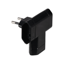 Adaptador triplo lateral de 10 A e 250 V, em preto, da