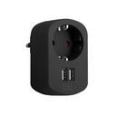 ADAPTER COMBI 1 SOCKET 16A 250V + 2 USB PORTS 3.15A BLACK SIMON