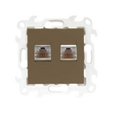 2 RJ45 sockets category 6 UTP with socket screw connection brown Simon 24 Harmonie
