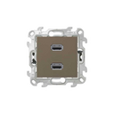 Double USB connectors with screw connection brown Simon 24 Harmonie