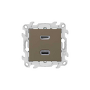 Connector HDMI v1.4 + connector USB 2.0 with screw connection brown Simon 24 Harmonie