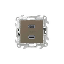 Double USB charger 2.4A 230V~ with screw connection brown Simon 24 Harmonie